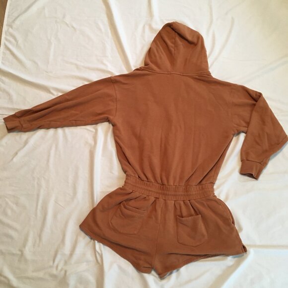 Free People Beach Kickin’ It Hooded Romper Bright Cider color Size Medium - Picture 6 of 14
